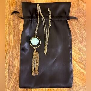 Gold Chain with Circular Light Green/Aqua Blue Round Ball Accent